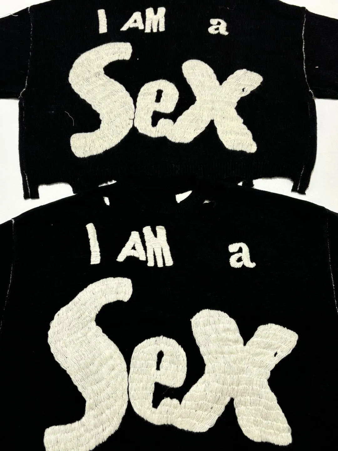 Proof VS genuine SAINT Mxxxxxx × Sex Pistols SP_CREW KNT/IAMA/BLK SEX PISTOLS band joint model destruction hand embroidered sweater black S-XL